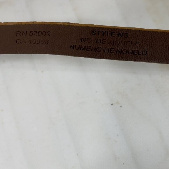 LIZ CLAIBORNE Embossed Leather Belt With Silver-Tone Buckle Tan Size Medium - Picture 9 of 12